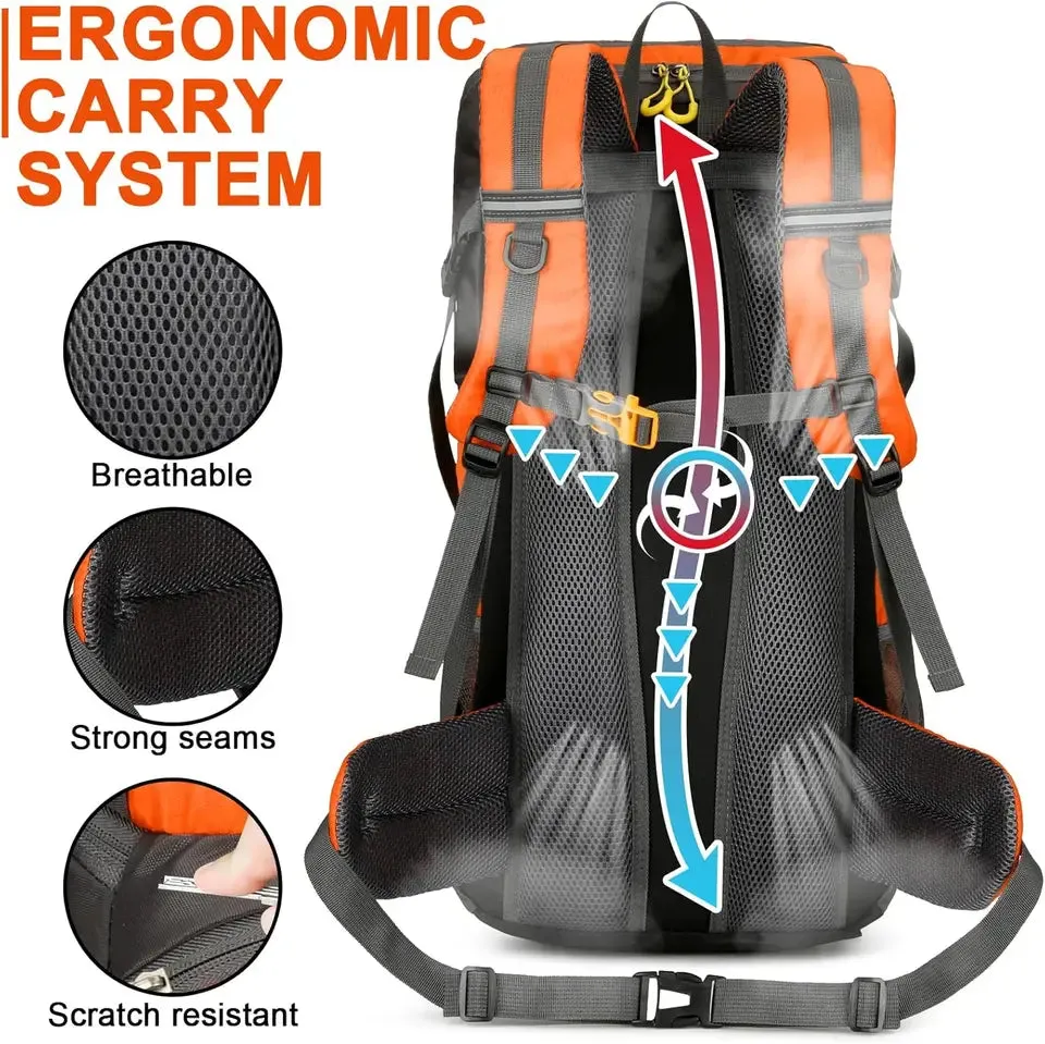 Hiking Backpack Waterproof 50L Lightweight Travel BackpackRain Cover for Camping Trekking Hiking Walking Outdoor Sports