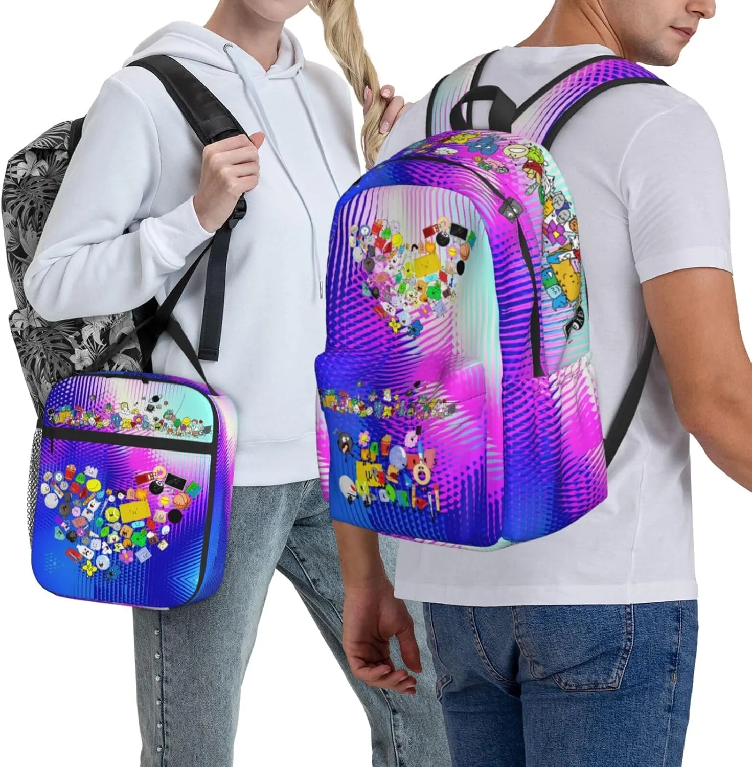 Hiking Daypacks Large-Capacity Backpack And Insulated Lunch Bag Combination Sets, Black2