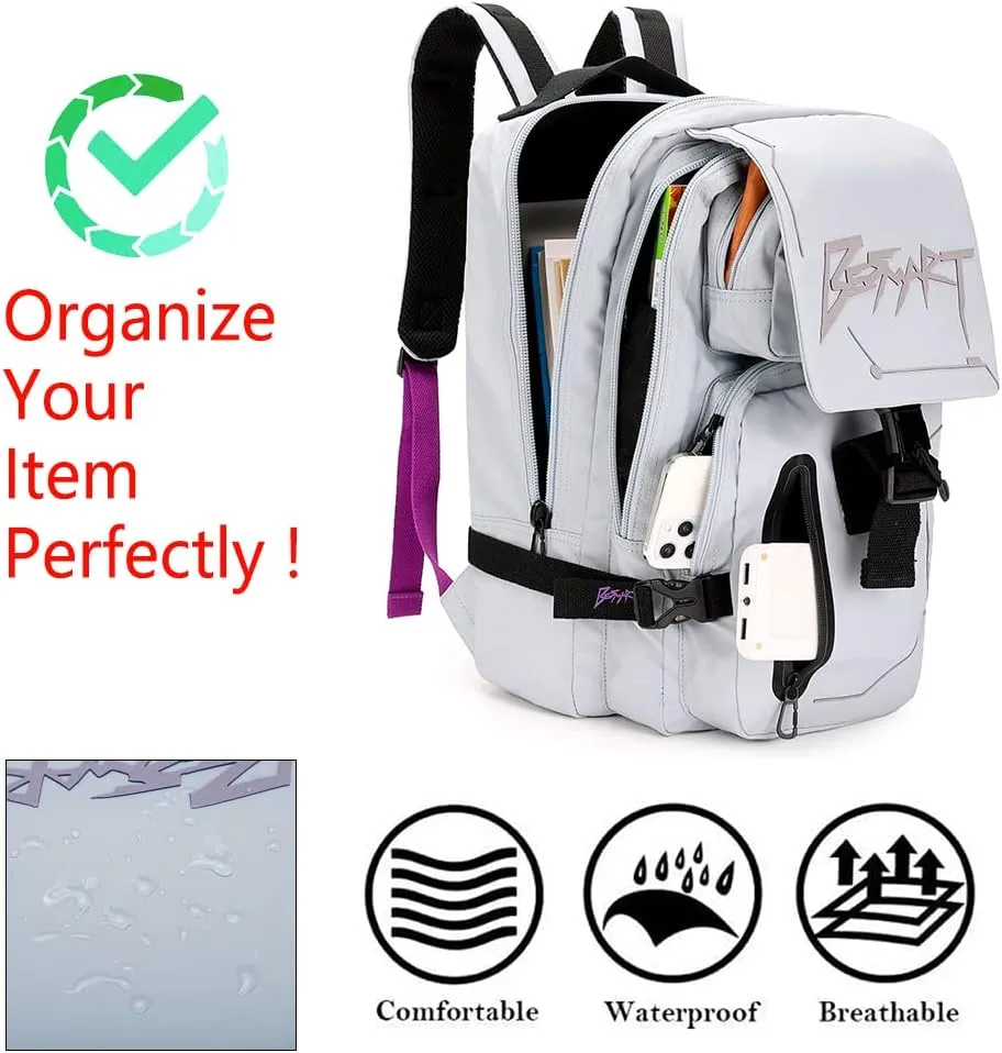 Hiking Outdoor Travel Backpack with Design, Water-Resistant Laptop Daypack Book Bag with Multi-Layer for Men & Woman (Light Grayish Blue)