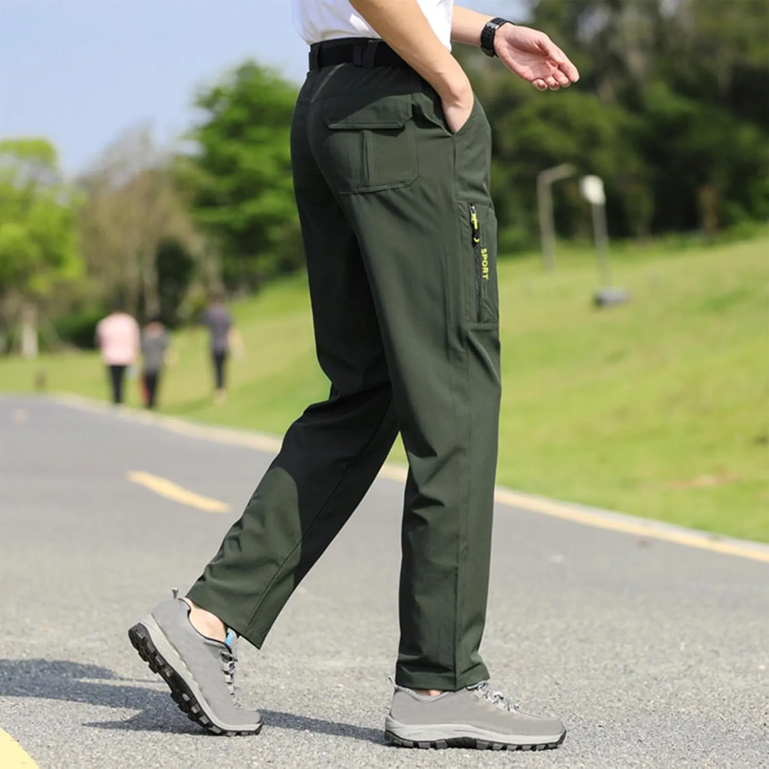 Hiking Pants Men with Belt 5 Pockets Waterproof Lightweight Quick Dry Travel Fishing Workout Outdoor Pant Active Wear