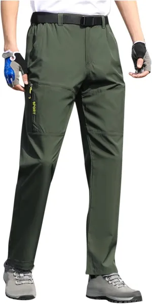 Hiking Pants Men with Belt 5 Pockets Waterproof Lightweight Quick Dry Travel Fishing Workout Outdoor Pant Active Wear