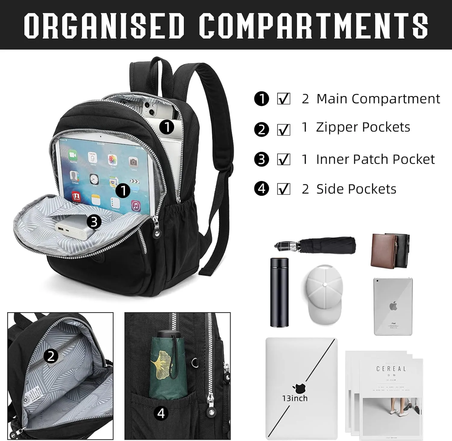 Hiking Waterproof 13" Laptop Backpack Purse for Women and Men,Travel Backpack