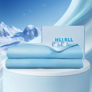 HLLBLL® Cooling Comforter, Ultra Cold Fiber Technology, All-Season Lightweight Blanket to Quickly Cool Down,Deep Sleep Throughout The Night (Aqua Blue, Full/Queen (90"x90"))