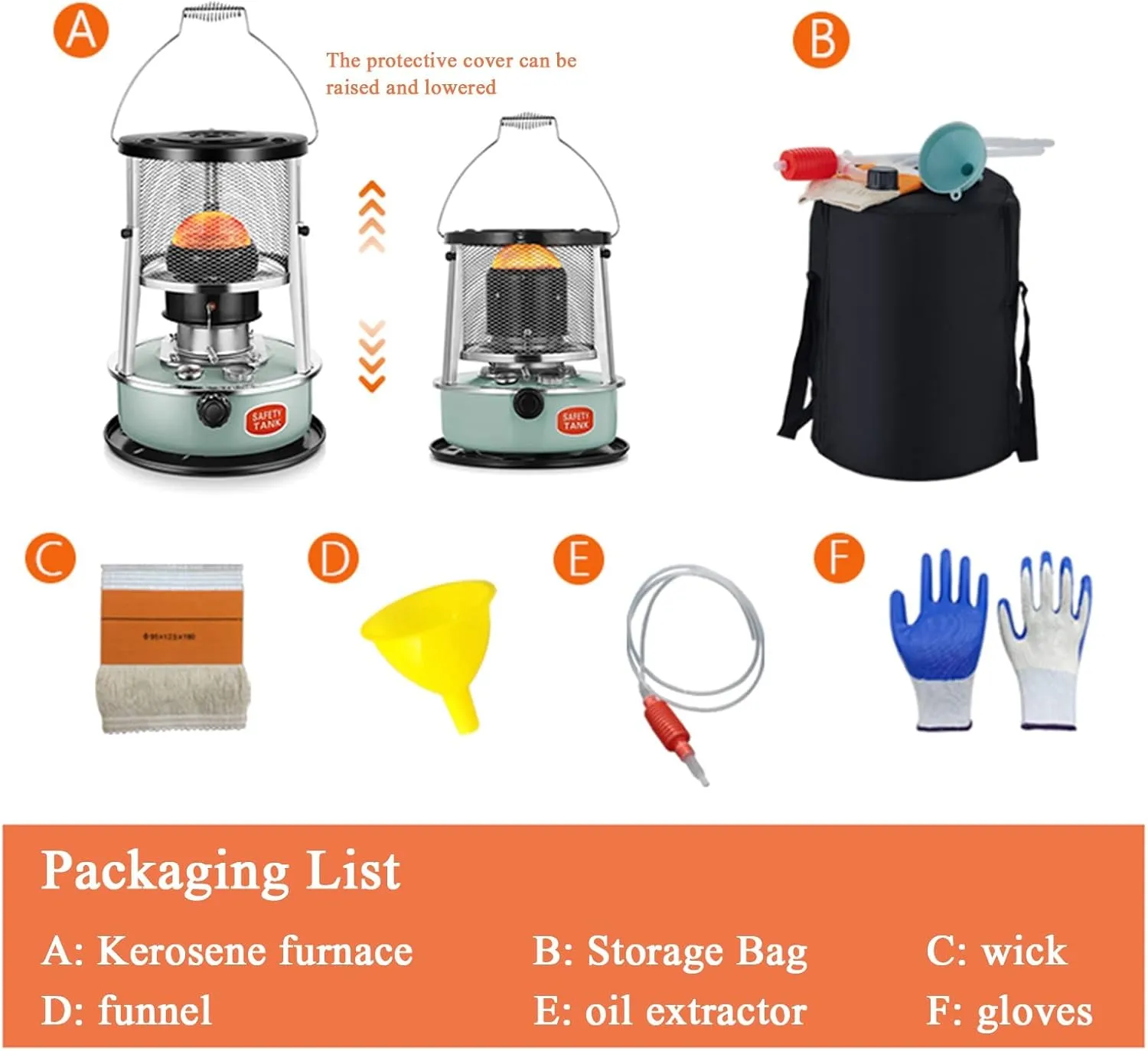 Home/Outdoor Portable Kerosene Stove with Handle and Storage Bag Can Lift Winter Heating Stove with Adjustable Fire Power, 4.5L (Color : Black)