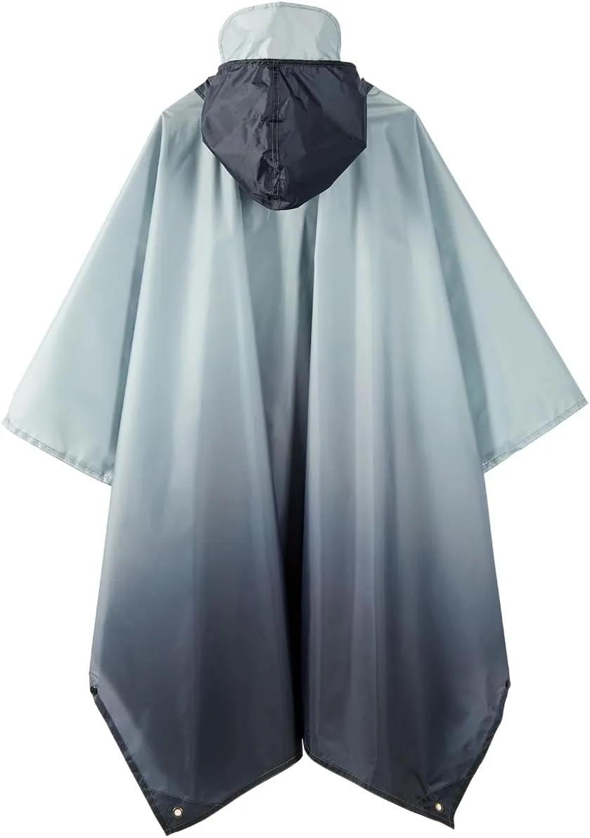 Hooded Rain Poncho for Adult, Waterproof Lightweight Raincoat for Hiking Camping