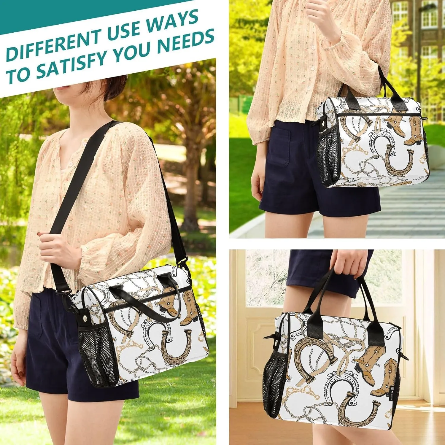 Horseshoe Chains Insulated Lunch Box Bag for Women Men Lunchbox Reusable Lunch Tote Bag Large Capacity with Adjustable Strap for Adult Work Travel, 9L