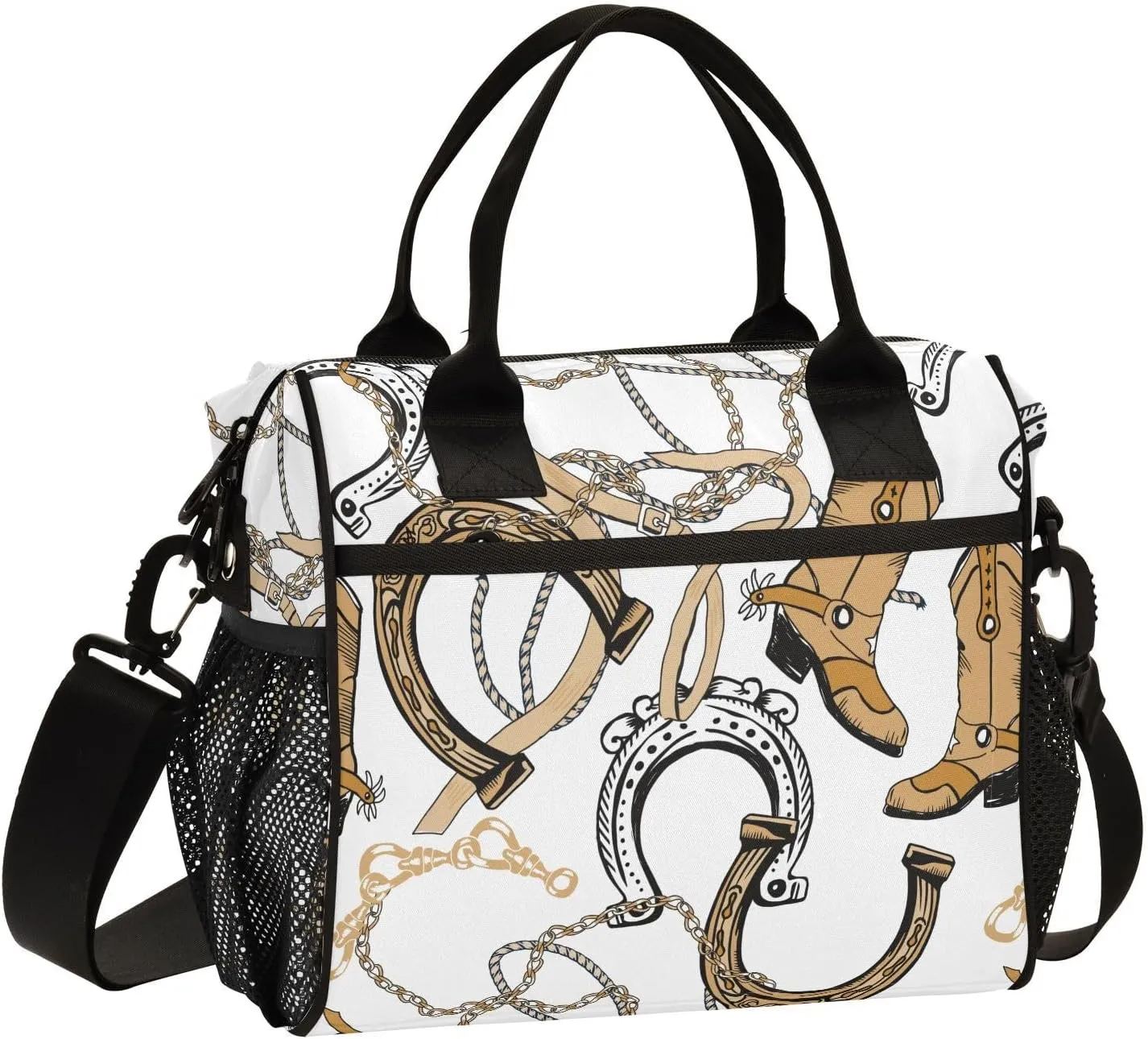 Horseshoe Chains Insulated Lunch Box Bag for Women Men Lunchbox Reusable Lunch Tote Bag Large Capacity with Adjustable Strap for Adult Work Travel, 9L