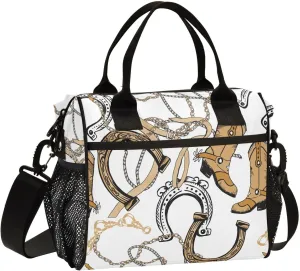 Horseshoe Chains Insulated Lunch Box Bag for Women Men Lunchbox Reusable Lunch Tote Bag Large Capacity with Adjustable Strap for Adult Work Travel, 9L