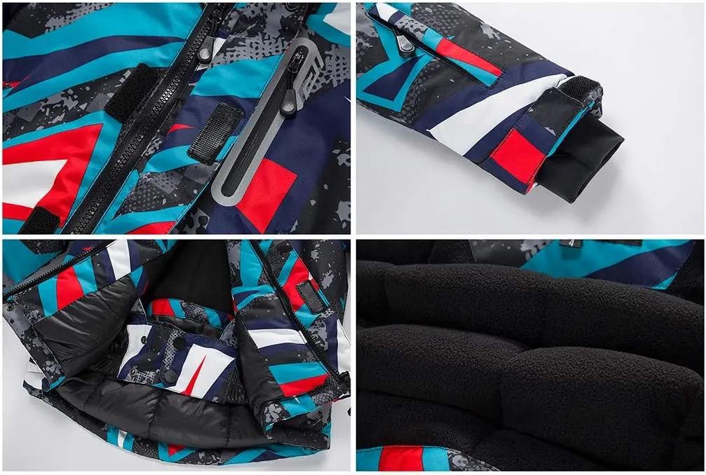 HOTIAN Boys Ski Jacket Colorful Waterproof Insulated Snow Coat Windproof Unisex Winter Outdoor Coats