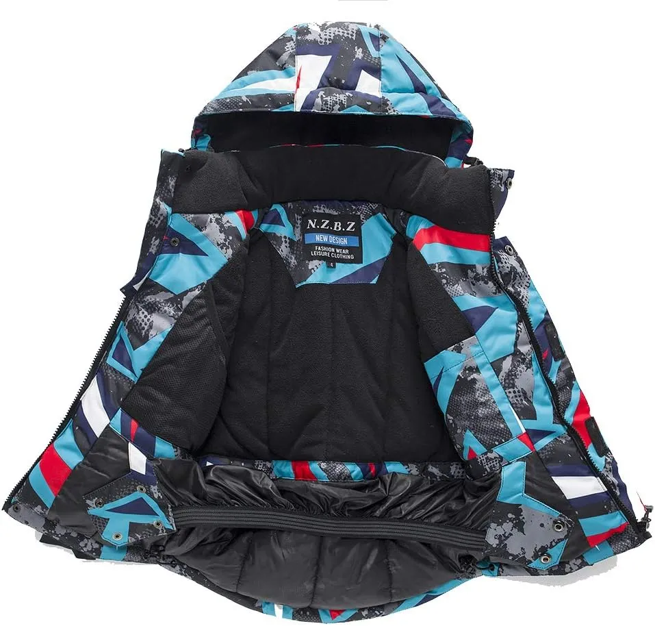 HOTIAN Boys Ski Jacket Colorful Waterproof Insulated Snow Coat Windproof Unisex Winter Outdoor Coats