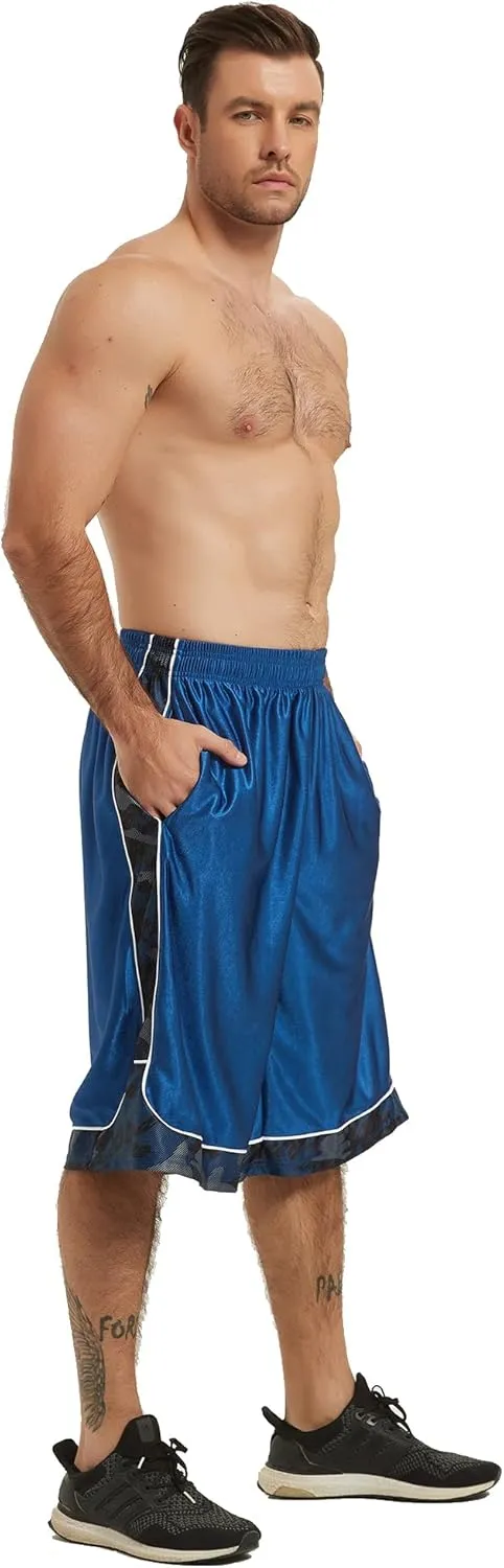 HQUEC Men's 12" Athletic Shorts Long Basketball Workout Shorts Below Knee Loose-Fit with Pockets
