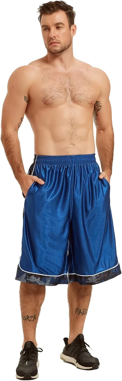 HQUEC Men's 12" Athletic Shorts Long Basketball Workout Shorts Below Knee Loose-Fit with Pockets
