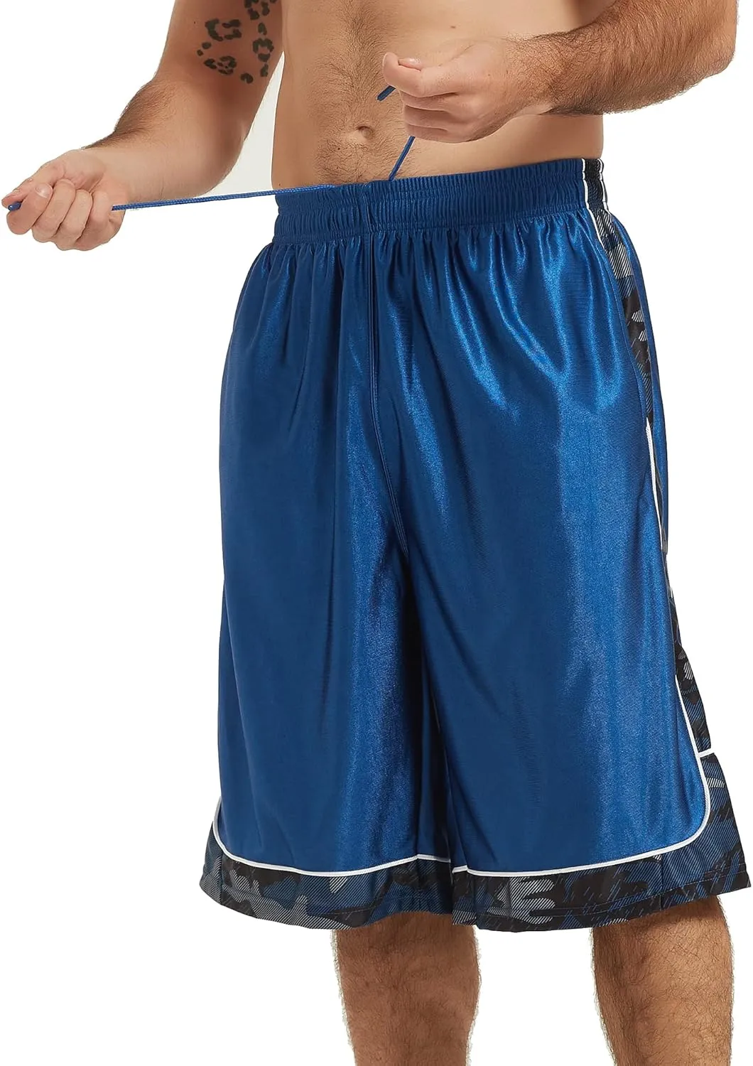 HQUEC Men's 12" Athletic Shorts Long Basketball Workout Shorts Below Knee Loose-Fit with Pockets