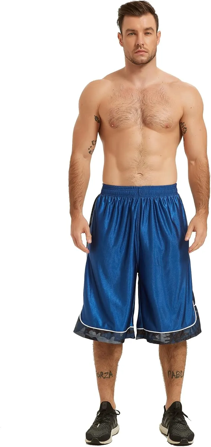 HQUEC Men's 12" Athletic Shorts Long Basketball Workout Shorts Below Knee Loose-Fit with Pockets