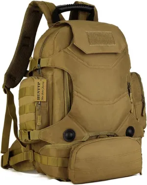 HUNTVP 40L Tactical Military MOLLE Backpack WR 3 Way Modular Pack with Patch