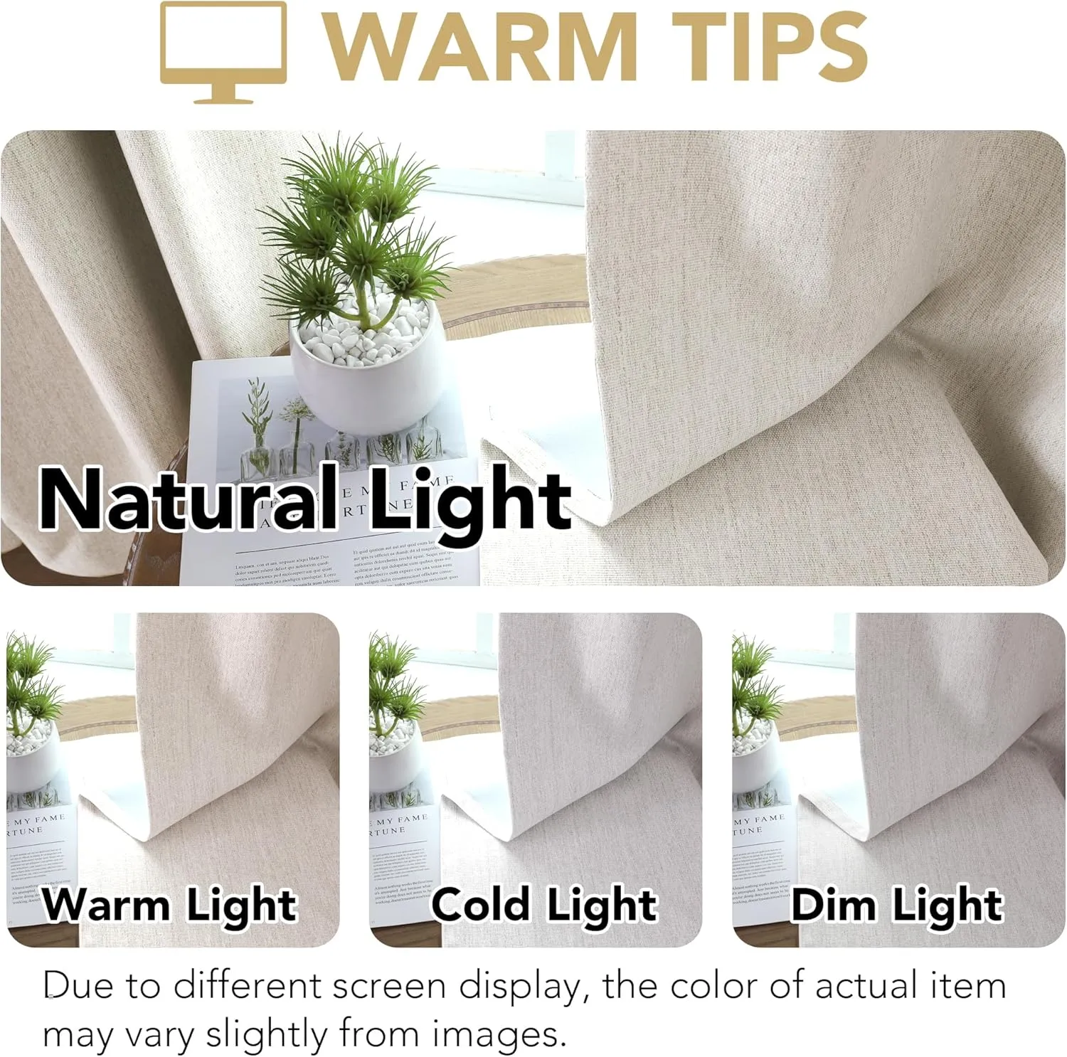 H.VERSAILTEX Pinch Pleated Full Blackout Curtains Linen Blended Chenille Blackout Curtains 84 inch Length 2 Panels Bedroom Thermal Insulated Farmhouse Neutral Track Drapes with Hooks, Heather Natural