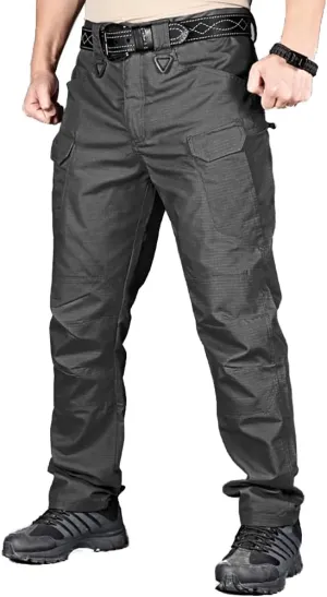 HYCOPROT Men's Hiking Pants Ripstop Water Repellent Lightweight Casual Cargo Pants Quick Dry Army 10 Pockets Work Trousers