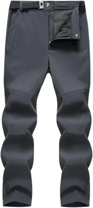 HYCOPROT Men's Snow Ski Pants Waterproof Fleece Lined Outdoor Hiking Pants with Belt