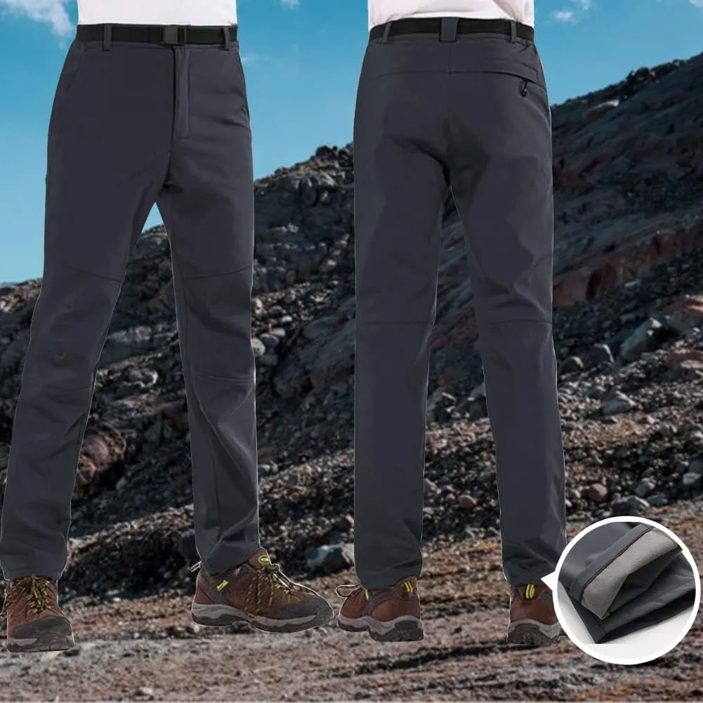 HYCOPROT Men's Snow Ski Pants Waterproof Fleece Lined Outdoor Hiking Pants with Belt
