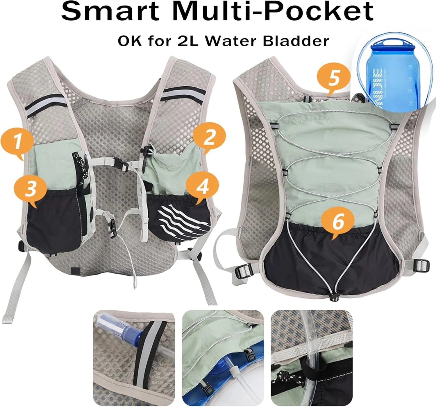 Hydration Running Vest Ultra-Lightweight for Women Men [2025 Upgraded], Breathable All-Weather Water Vest Hiking Backpack, Adjustable Water Backpack for Hiking, Cycling, Trail Marathon Race