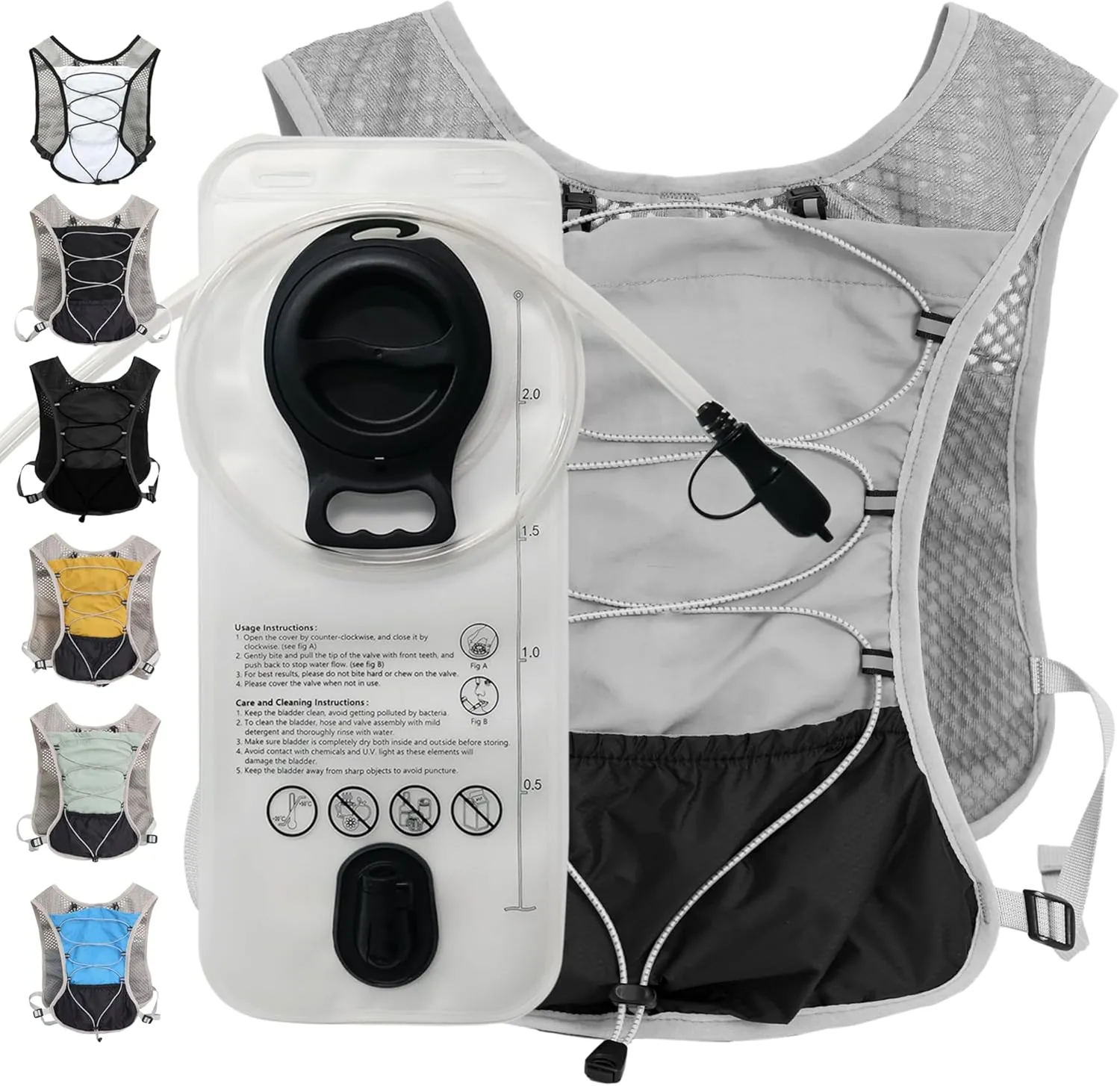 Hydration Running Vest Ultra-Lightweight for Women Men [2025 Upgraded], Breathable All-Weather Water Vest Hiking Backpack, Adjustable Water Backpack for Hiking, Cycling, Trail Marathon Race