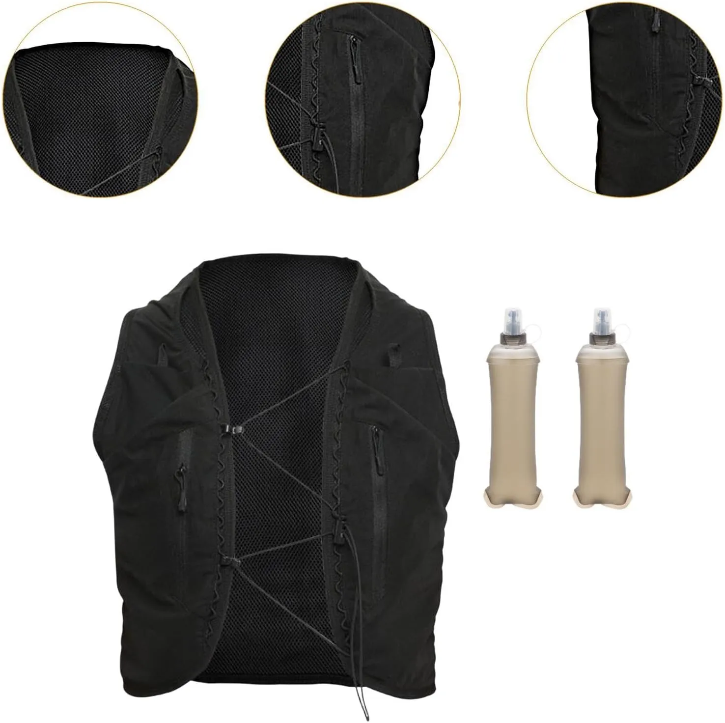 Hydration Vest Hydration Pack with 2X Water Bottles Lightweight Outdoor Sport Bag Rucksack Water Pack for Race Trail
