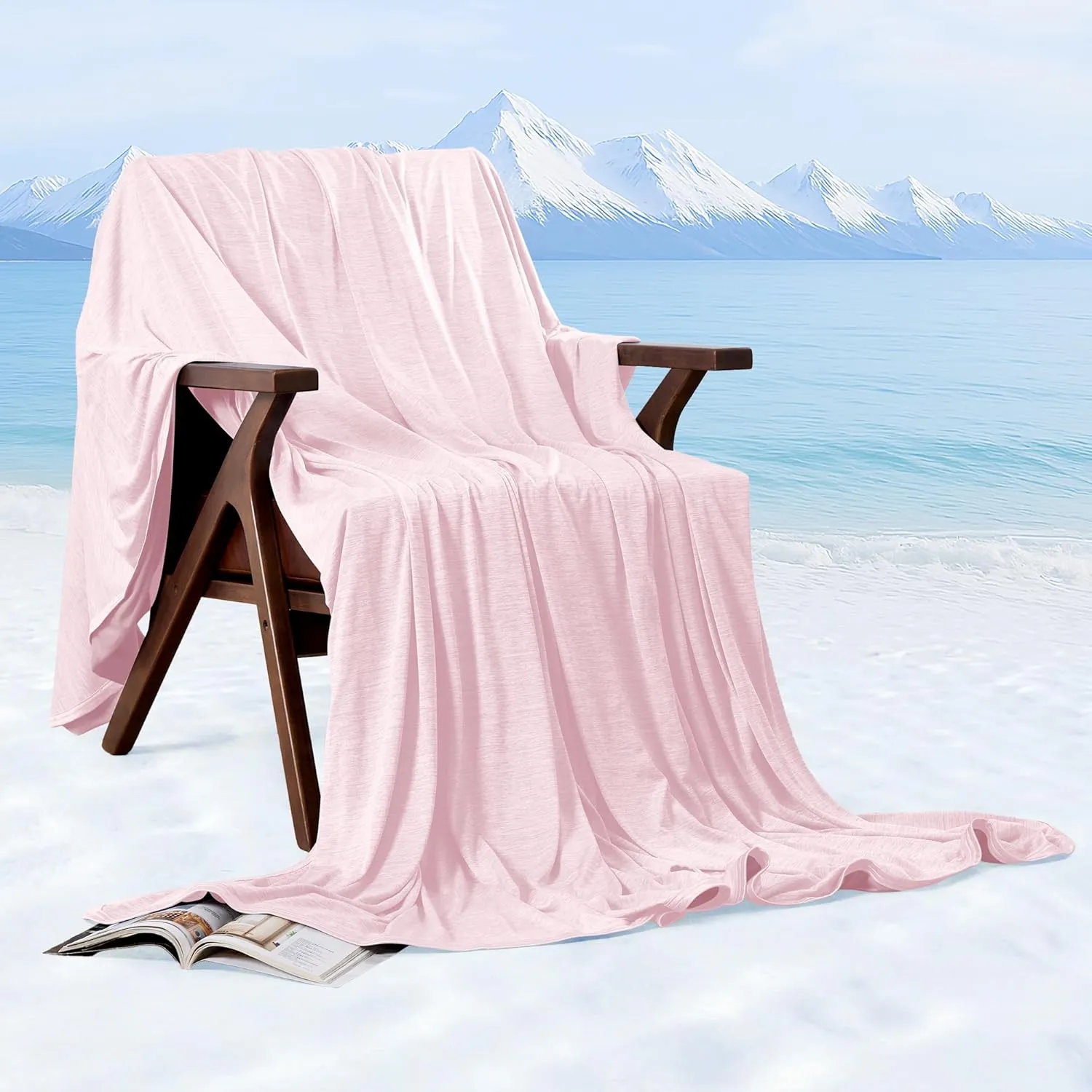 HYLEORY Cooling Blankets for Hot Sleepers, Cool Summer Blanket Keep Body Cool for Night Sweats Double Sided Lightweight Breathable Blanket for Bed Couch Sofa, Queen (90"x90"), Pink