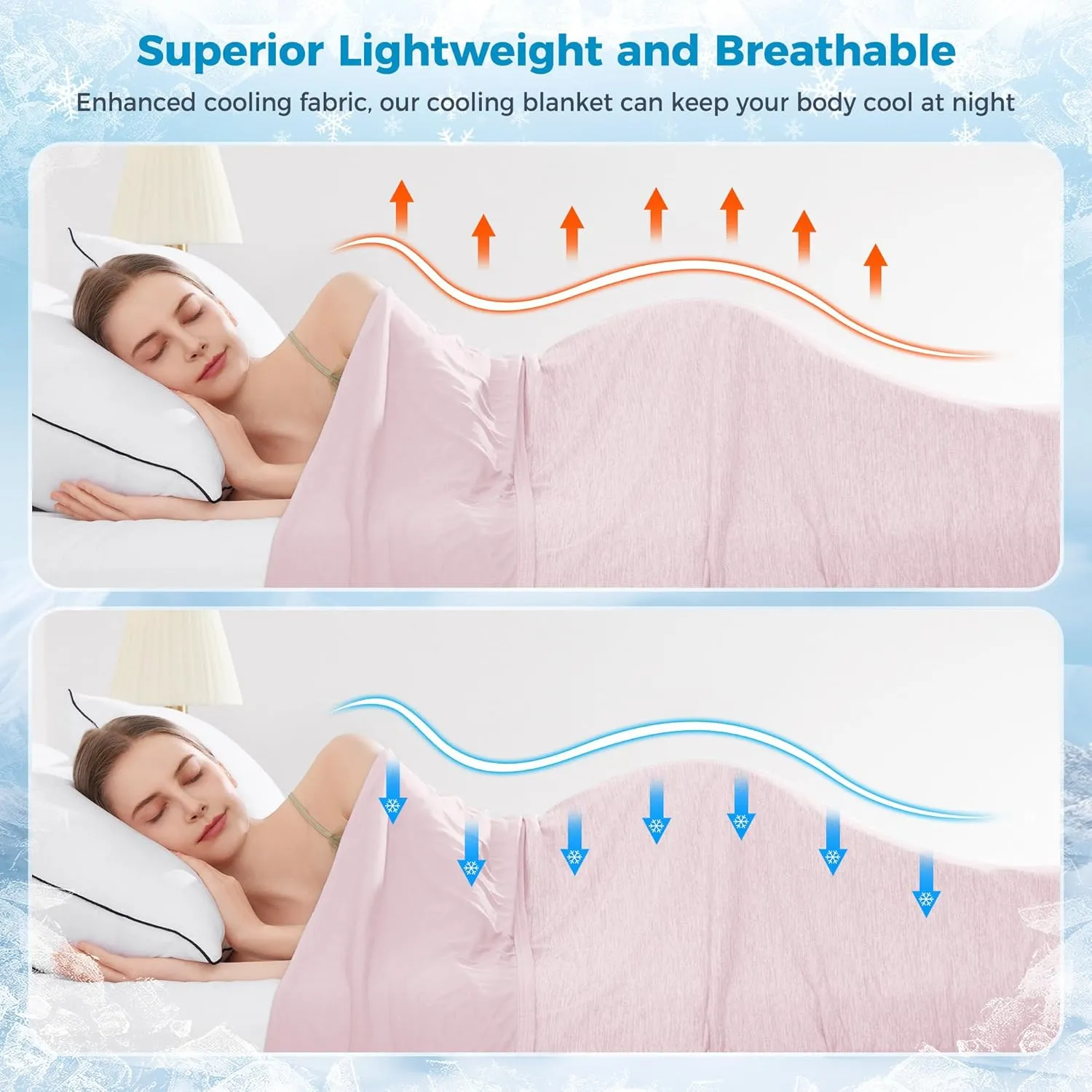 HYLEORY Cooling Blankets for Hot Sleepers, Cool Summer Blanket Keep Body Cool for Night Sweats Double Sided Lightweight Breathable Blanket for Bed Couch Sofa, Queen (90"x90"), Pink