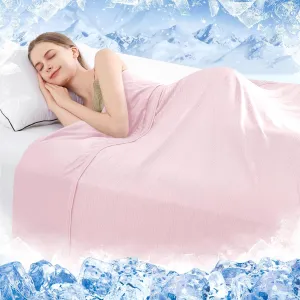 HYLEORY Cooling Blankets for Hot Sleepers, Cool Summer Blanket Keep Body Cool for Night Sweats Double Sided Lightweight Breathable Blanket for Bed Couch Sofa, Queen (90"x90"), Pink