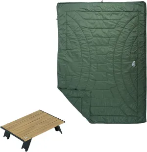 iClimb 1 3M Thinsulate Insulation Warm Camping Blanket and 1 Mini Folding Table Bundle, Ultralight Compact for Solo Adult Outdoor Backpacking Camping Hiking Beach Concert