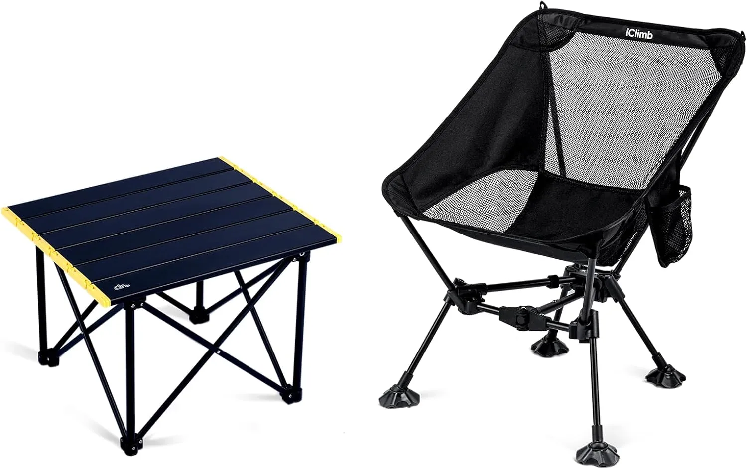 iClimb 1 Anti-Sinking Chair and 1 Folding Table Bundle, Ultralight Compact for Adults Outdoor Camping Backpacking Hiking Beach Concert