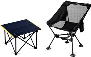 iClimb 1 Anti-Sinking Chair and 1 Folding Table Bundle, Ultralight Compact for Adults Outdoor Camping Backpacking Hiking Beach Concert