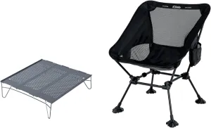 iClimb 1 Solo Mini Folding Table and 1 Anti-Sinking Large Feet Chair Bundle, Ultralight Compact for Adults Outdoor Picnic Camping Backpacking Hiking Beach Concert