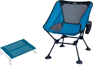iClimb 1 Solo Mini Folding Table and 1 Anti-Sinking Large Feet Chair Bundle, Ultralight Compact for Solo Adult Outdoor Backpacking Hiking Camping Beach Concert