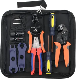 iCrimp Solar PV Cable Crimping Tool Kit for 2.5/4/6mm² with Stripper,Cutter, Solar Spanner and solar Connectors