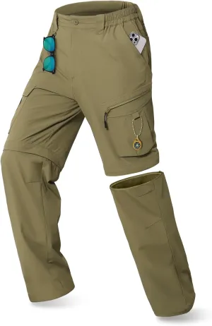 IGOLUMON Mens Hiking Pants Convertible Quick Dry Cargo Pants Water Resistant Lightweight Zip Off Outdoor Pants with 6 Pockets