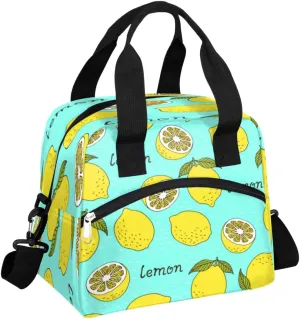 Imaginative Lemon Insulated Lunch Bag for Women Men, Reusable Lunch Box Container with Adjustable Shoulder Strap Large Leakproof Thermal Lunch Cooler Bag for Adult Work Picnic Office