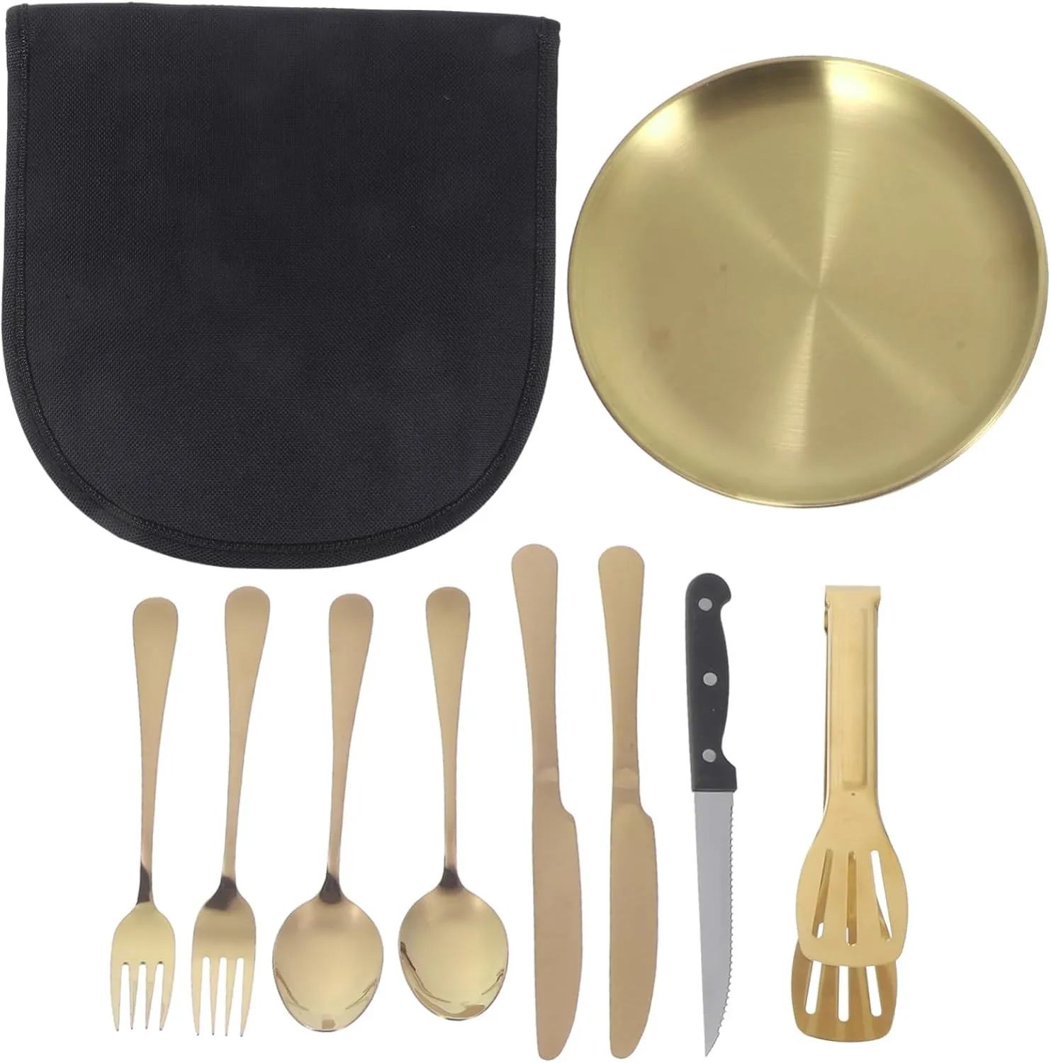 IMIKEYA Complete Outdoor Dining Set 8-piece Stainless Steel Cutlery Storage Bag for Camping Hiking and Outdoor Adventures