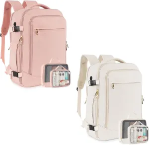 INC Carry on Travel Backpack for Women, Flight Approved 40L Personal Item Backpack with 2 Packing Cubes, Anti-theft Travel Bookbag for Weekender, College