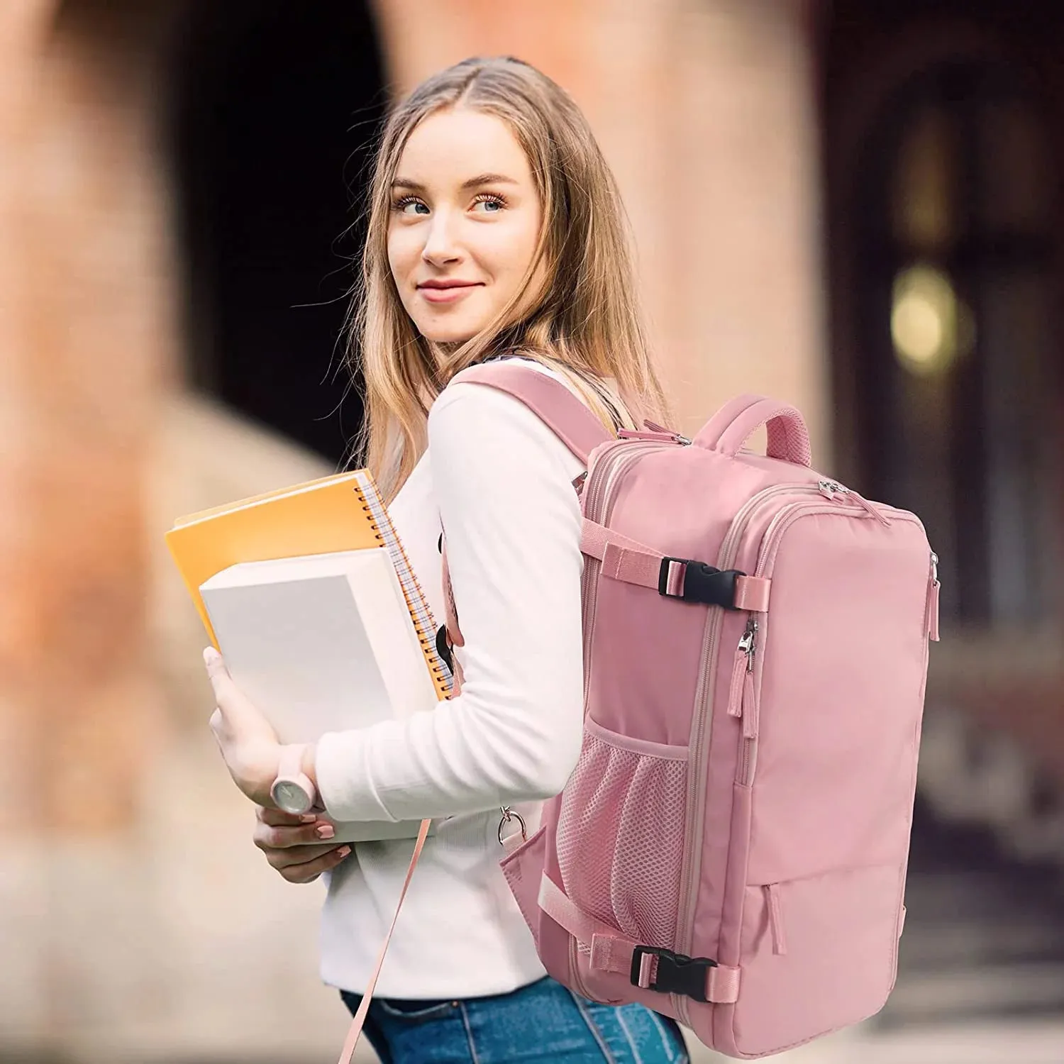 Inch Overnight delivery Women,Carry on Backpack,Hiking Backpack Cutting-edge Extra Backpack,17 Backpack,School Laptop Large Bag,Pink Travel for