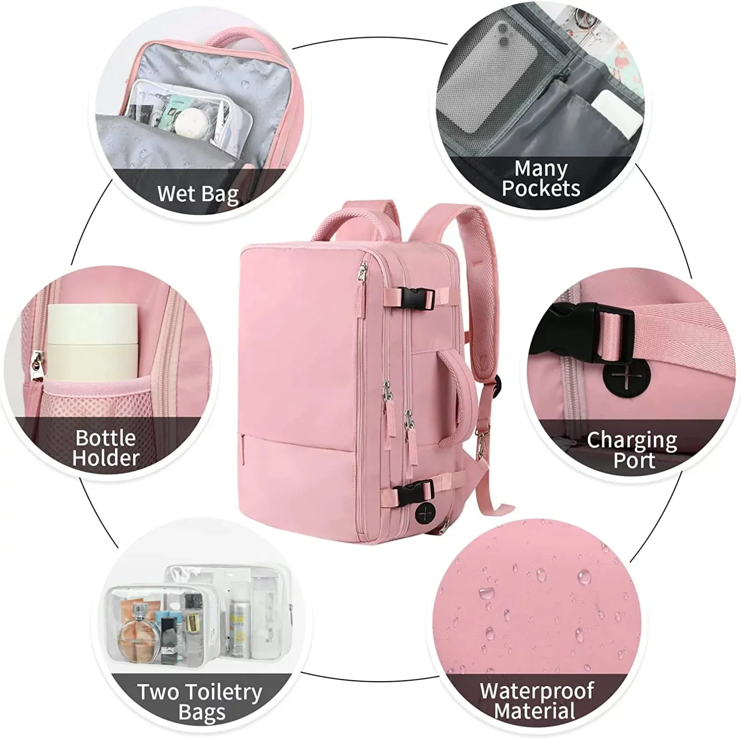 Inch Overnight delivery Women,Carry on Backpack,Hiking Backpack Cutting-edge Extra Backpack,17 Backpack,School Laptop Large Bag,Pink Travel for