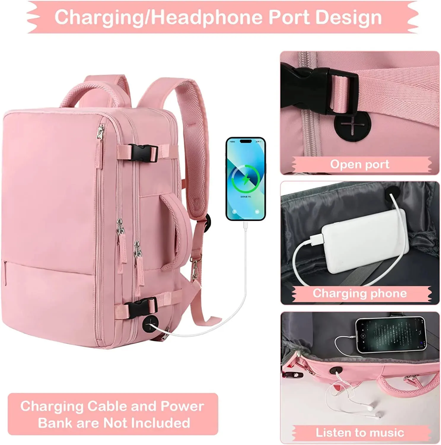 Inch Overnight delivery Women,Carry on Backpack,Hiking Backpack Cutting-edge Extra Backpack,17 Backpack,School Laptop Large Bag,Pink Travel for