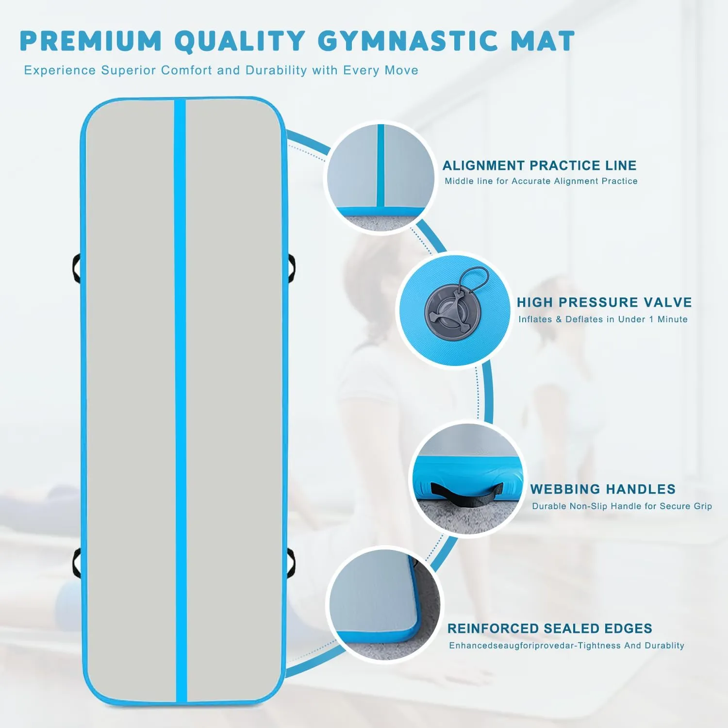 Inflatable Air Gymnastics Mat Training mat Thick tumbling mat with Electric Pump for Home/Gym/Outdoor