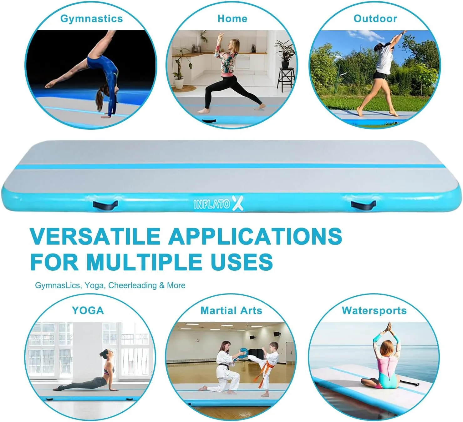 Inflatable Air Gymnastics Mat Training mat Thick tumbling mat with Electric Pump for Home/Gym/Outdoor