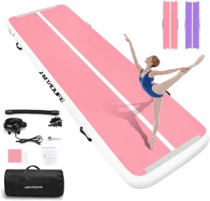 Inflatable Air Gymnastics Mat Tumble Track, 6.6/10/13/16/20ft Tumbling Mat Air Tumbling Track, Air Training Mat with Air Pump for Home/Water Fun/Gym/Yoga/Training/Cheerleading