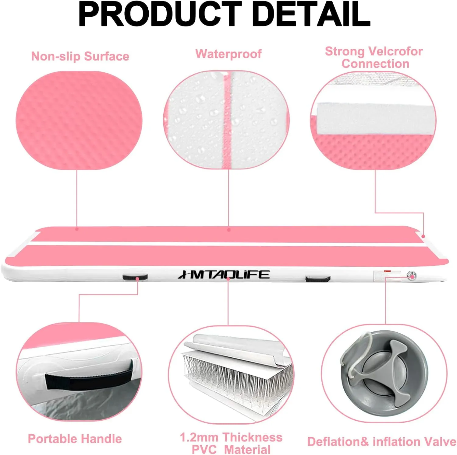 Inflatable Air Gymnastics Mat Tumble Track, 6.6/10/13/16/20ft Tumbling Mat Air Tumbling Track, Air Training Mat with Air Pump for Home/Water Fun/Gym/Yoga/Training/Cheerleading
