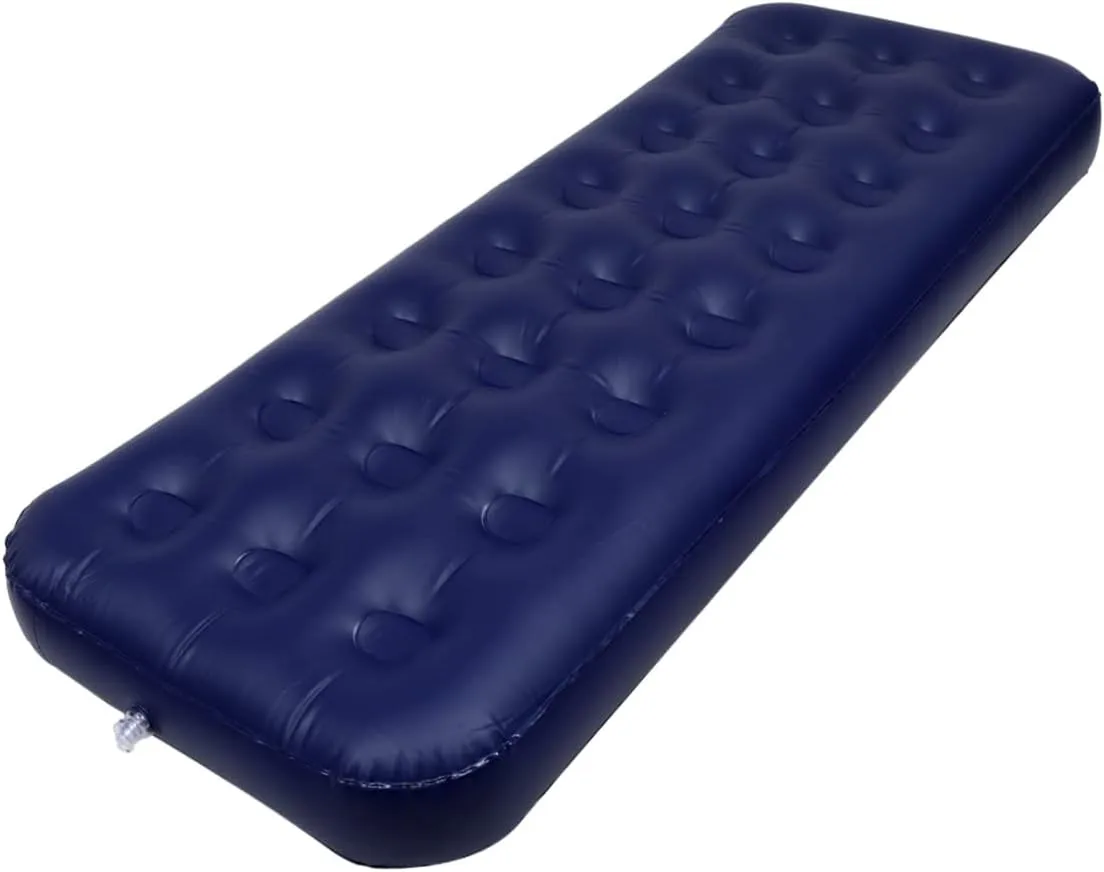Inflatable Camping Mattress Single Size Blue Foldable Sleeping Mat Camping Inflatable Bed