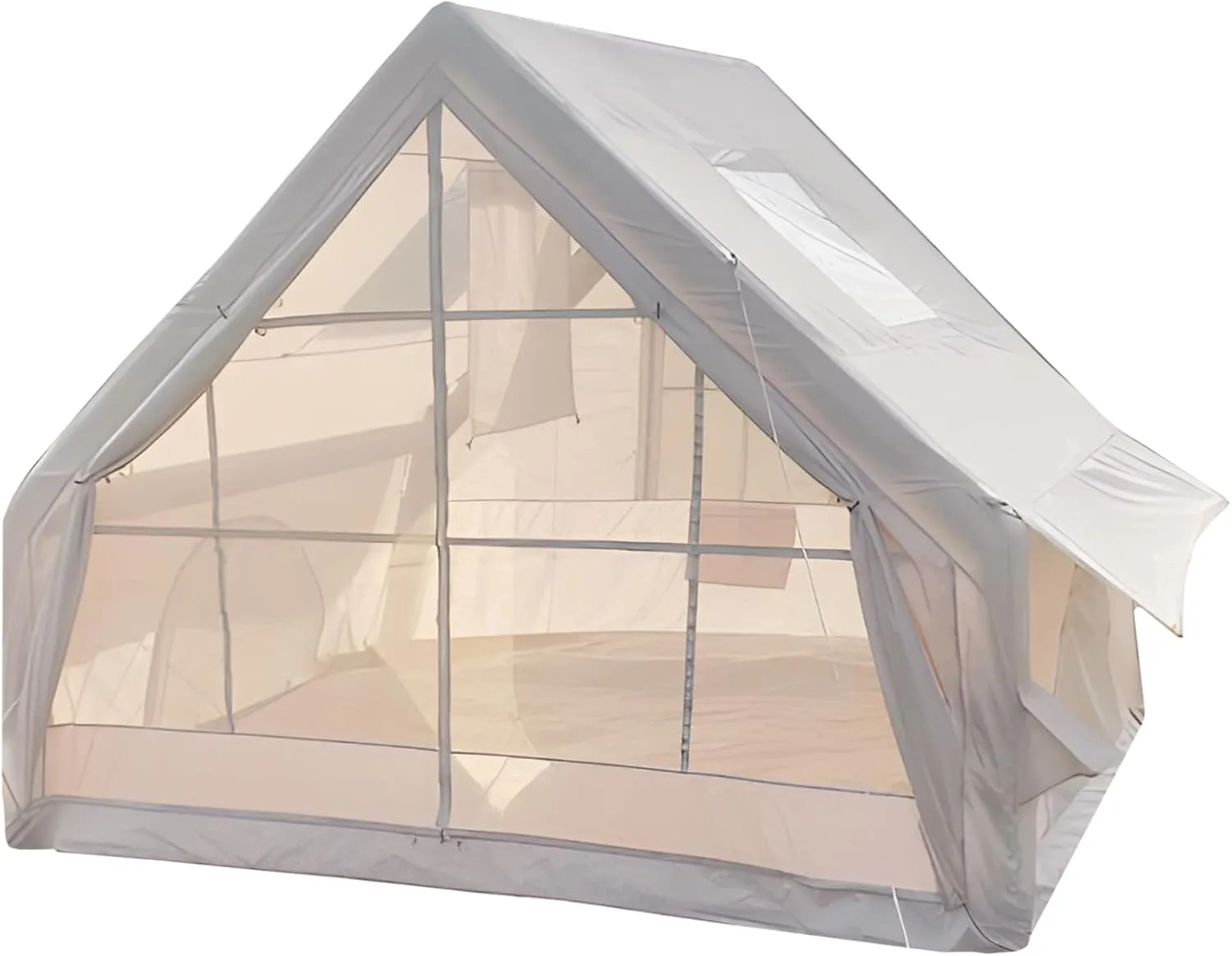 Inflatable Camping Tent for 1-6 People with Easy Setup & Waterproof Design, 4 Seasons Blow-up Air Tent with Windproof Construction, Family Glamping Tent House for Outdoor Adventures