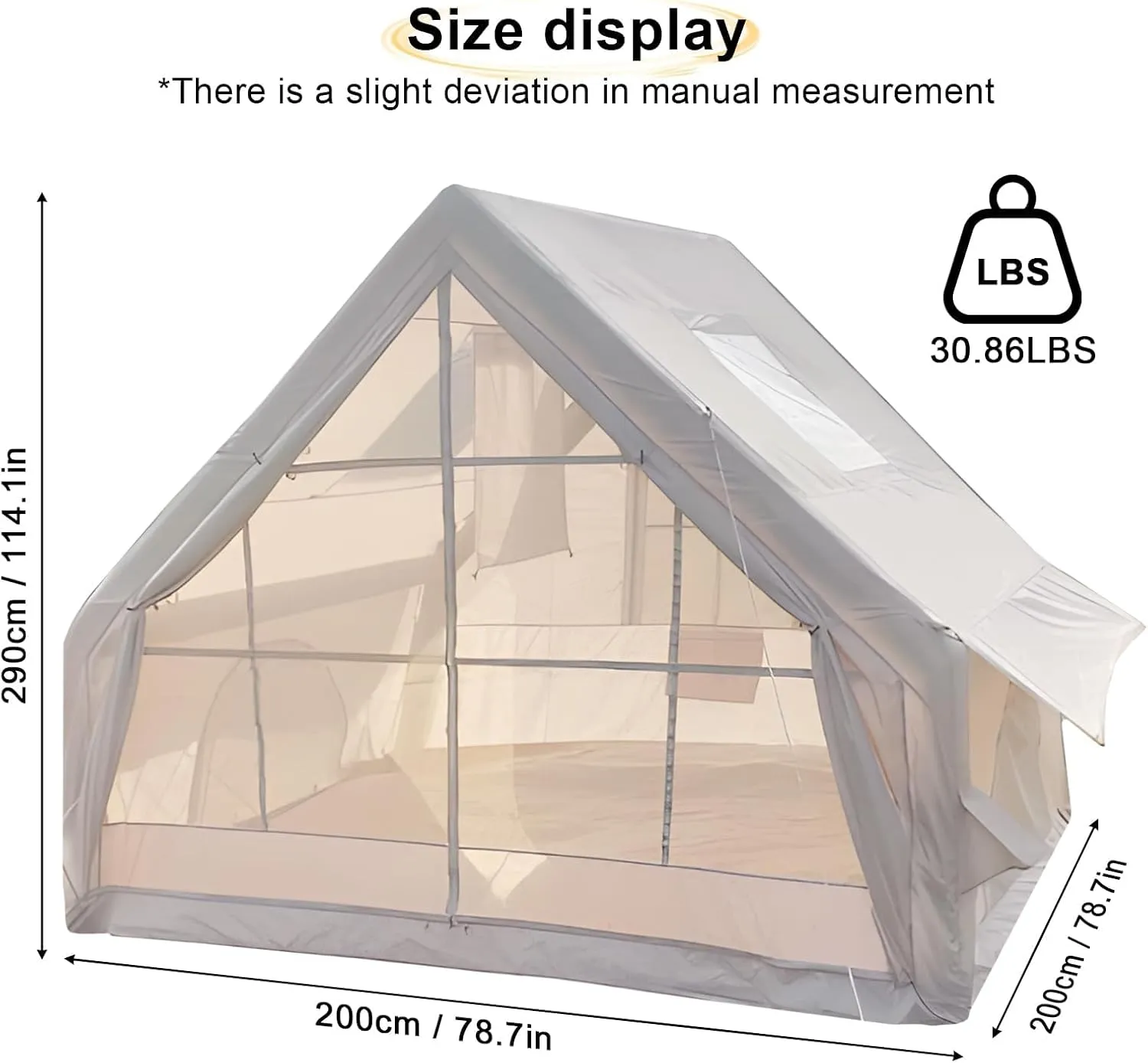 Inflatable Camping Tent for 1-6 People with Easy Setup & Waterproof Design, 4 Seasons Blow-up Air Tent with Windproof Construction, Family Glamping Tent House for Outdoor Adventures