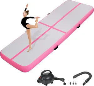Inflatable Gymnastics Air Tumbling Track Mat 6ft 10ft 13ft 16ft 20ft, Air Tumble Track Mat with Electric Air Pump for Kids Adults Home Outdoor Training Cheerleader Yoga Water Park